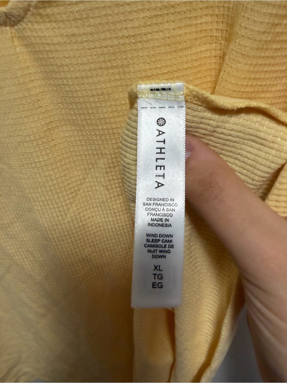 Athleta Wind Down Sleep Cami In Yellow Women’s Size XL - Picture 4 of 8